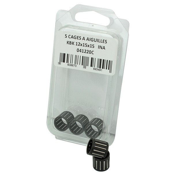 CAGE A AIGUILLES PISTON INA ADAPT. MINARELLI AM6 MBK YAMAHA RIEJU / SHERCO / BETA / DERBI / GILERA 12 X 15 X 15 (BOITE DE 5 PIECES)