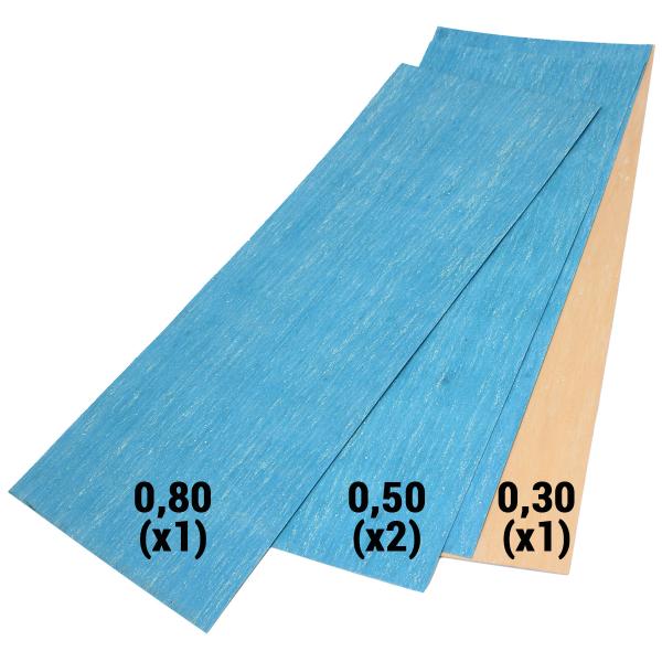 POCHETTE DE 4 FEUILLES JOINT A DECOUPER ARTEIN 250°C PRO SERIES 195X475mm  EPAISSEUR : 1x0.30 + 2x0.50 + 1x0.80 mm  (Made in Europe)