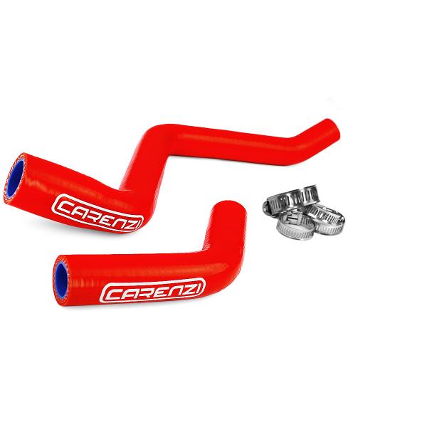 KIT DURITES DE REFROIDISSEMENT D EAU SILICONE CARENZI DERBI EURO 3 ROUGE  (livrée avec colliers Inox)