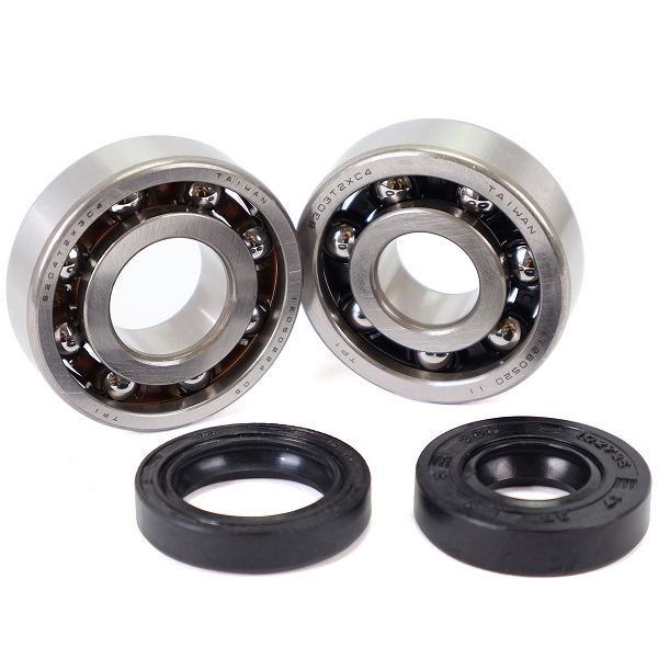 KIT ROULEMENTS TPI (6303 TVH C4 + 6204 TVH C4) + JOINTS ADAPT. TYPE ORIGINE MINARELLI AM6 50CC / BETA 50 RR / MBK 50 X-POWER / YAMAHA 50 TZR / PEUGEOT 50 XPS / RIEJU 50 RS (POCHETTE 2 JOINTS) KIT POUR