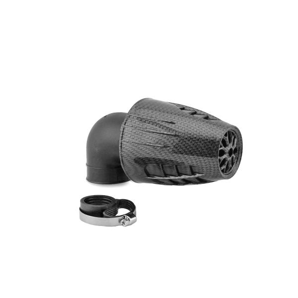FILTRE A AIR TNT OBUS 90° Ø28/35 IMITATION CARBONE