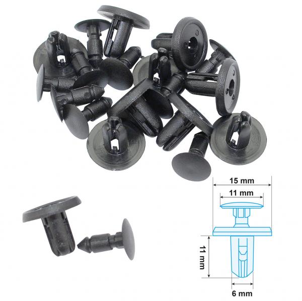 CLIPS DE CARROSSERIE MOTO / MAXISCOOTER (15 X 11 X 11 X 6)  MODELE B  (SACHET DE 10 PIECES)