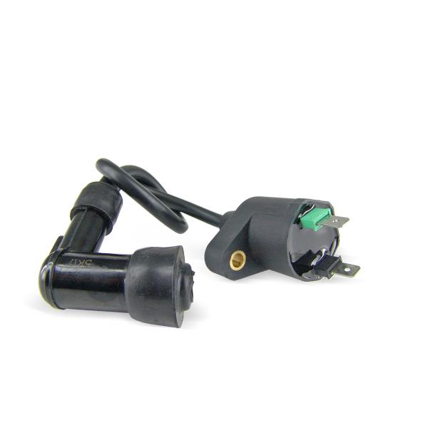 BOBINE HAUTE TENSION ADAPT. PEUGEOT 50 TKR. TREKKER. SPEEDFIGHT. LUDIX. BUXY. ELYSEO. LOOXOR. VIVACITY. 103 / SYM 50 ORBIT / KYMCO 50 AGILITY 2T / PIAGGIO 50-125cc ( OEM : 718513 - 82597R )