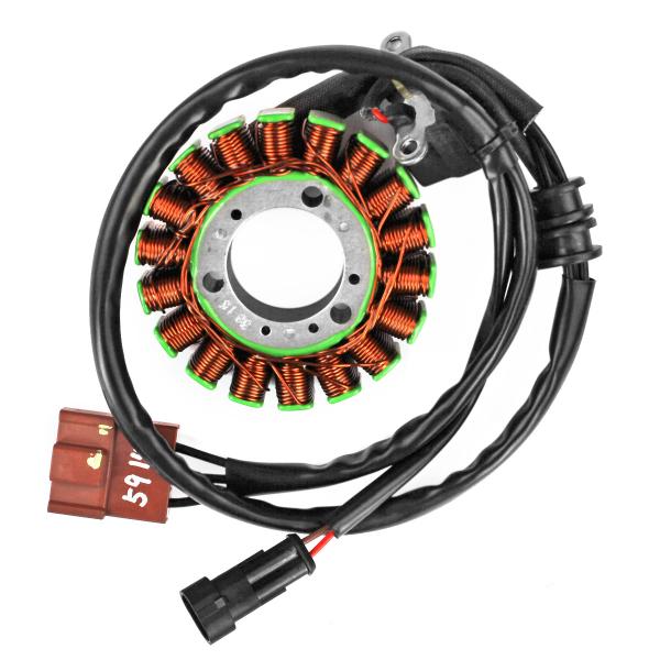 STATOR ALLUMAGE MAXISCOOTER ADAPT. PIAGGIO 400 MP3 2007>. 500 MP3 2011>. BEVERLY 400-500 2007>/GILERA 500 FUOCO 2007>/ APRILIA 400-500 SCARABEO 2006> PEUGEOT SATELIS (OEM : 58108R ) AVEC PICK UP (KOKU