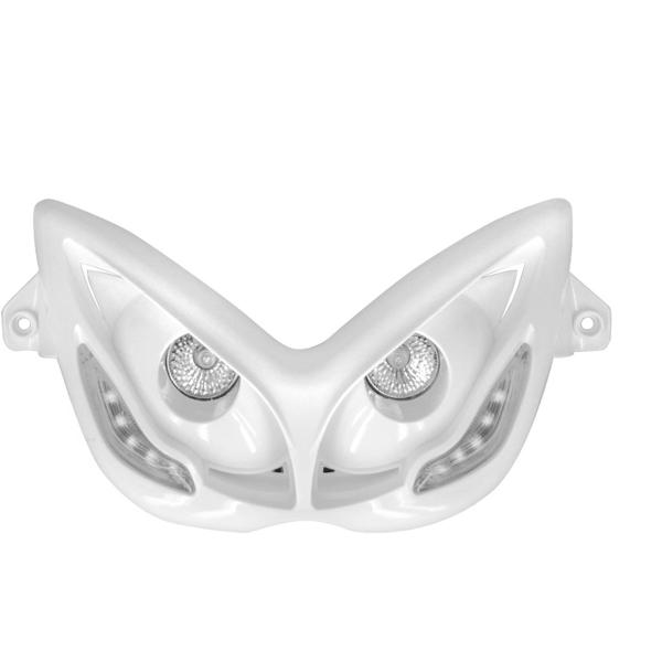 DOUBLE OPTIQUE TNT 2 LAMPES HALOGENE + LEDS BLANCHE EYELIGHT ADAPT. MBK NITRO / YAMAHA AEROX BLANC *