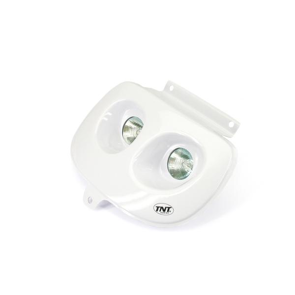 DOUBLE OPTIQUE TNT HALOGENE ADAPT. MBK 50 BOOSTER 1999-2003 / YAMAHA 50 BWS 1999-2003 BLANC *