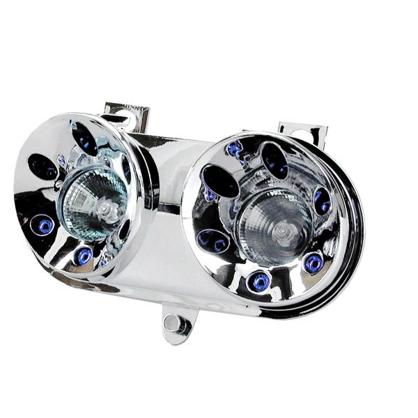 DOUBLE OPTIQUE TNT HALOGENE SPACE ADAPT. YAMAHA ROCKET CHROME / BLEU *