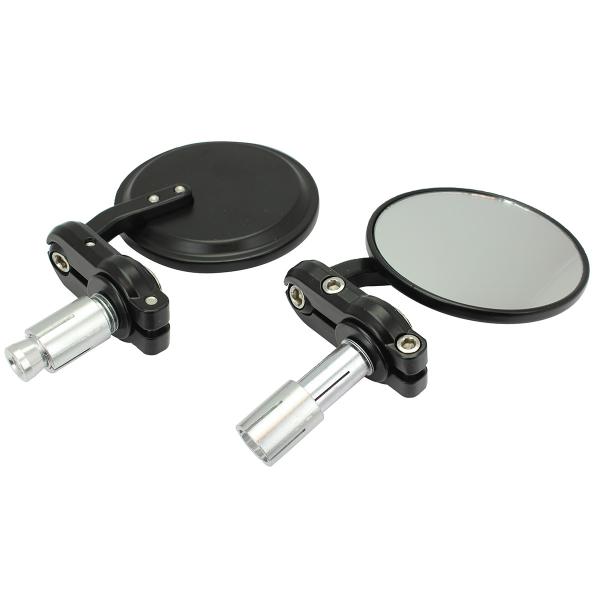 RETROVISEUR NOIR VINTAGE UNIVERSEL (FIXATION EMBOUT DE GUIDON) *