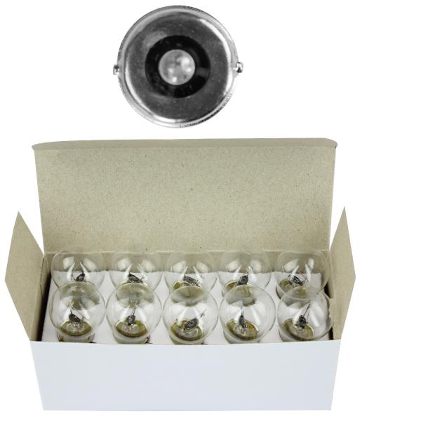 AMPOULE / LAMPE BA15S 12V-10W BLANC (FEU ARRIERE+STOP-CLIGNOTANTS)  (VENDU BOITE DE 10 PIECES)