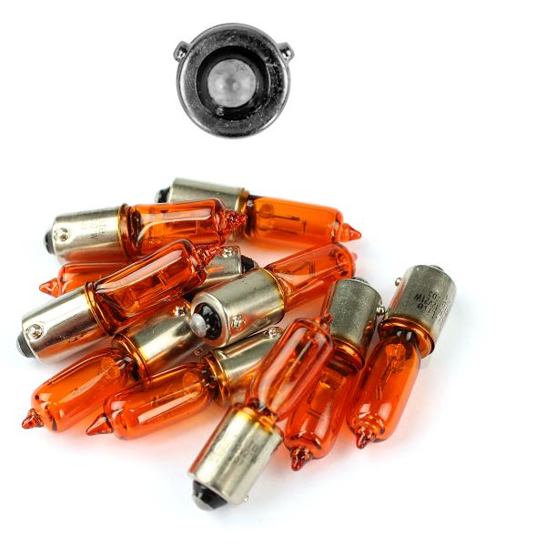 AMPOULE / LAMPE HALOGENE MINIATURE H10W1 12V 21W CULOT BAU9S TEMOIN ERGOTS DECALES 120° ORANGE (CLIGNOTANT)  (VENDU BOITE DE 10 PIECES)