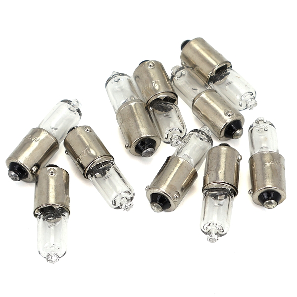 AMPOULE / LAMPE HALOGENE MINIATURE H6W 12V 6W CULOT BAX9S TEMOIN ERGOTS DECALES BLANC (CLIGNOTANT)  ( VENDU BOITE DE 10 PIECES )