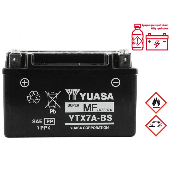 BATTERIE YUASA YTX7A-BS 12V-6A MF SANS ENTRETIEN LIVREE AVEC PACK ACIDE