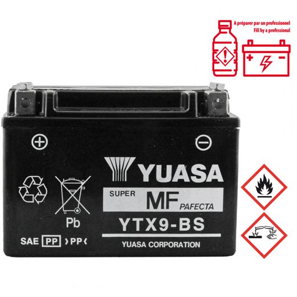 BATTERIE YUASA YT9B-BS 12V-8A MF SANS ENTRETIEN HAUTE PERFORMANCE AVEC PACK ACIDE