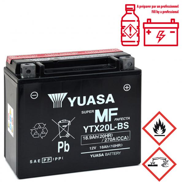 BATTERIE YUASA YTX20L-BS 12V-18.9Ah  + PACK ACIDE