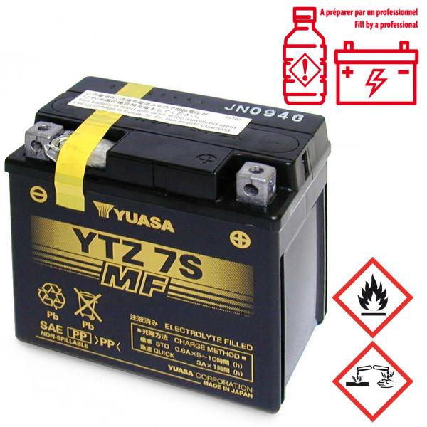 BATTERIE YUASA YTZ7S 12V-6.3Ah  ACTIVEE EN USINE PRETE A L'EMPLOI
