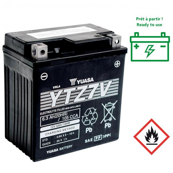 BATTERIE YUASA YTZ7V 12V-6A ACTIVEE EN USINE PRETE A L'EMPLOI