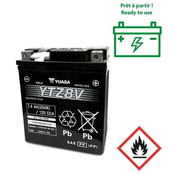 BATTERIE YUASA YTZ8V 12V-7.4Ah ACTIVEE EN USINE PRETE A L'EMPLOI