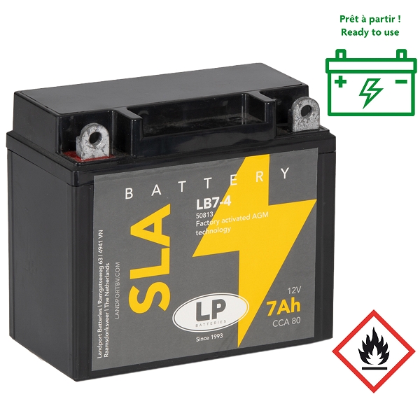 BATTERIE LANDPORT LB7-4 12V-4  12V 7A  CCA80 SLA SANS ENTRETIEN  ( 137 x 75 x 124 )