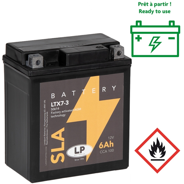 BATTERIE LANDPORT LTX7-3 12V 6A SANS ENTRETIEN SLA / TECHNOLOGIE AGM ( YTX7L-BS )