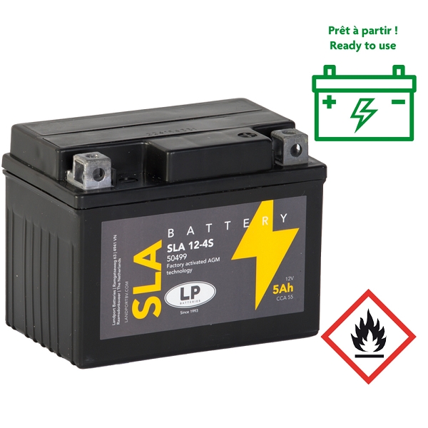BATTERIE LANDPORT SLA 12-4S 12V 5A SANS ENTRETIEN SLA / TECHNOLOGIE AGM  ( YTX4L-BS / YB4L-B )