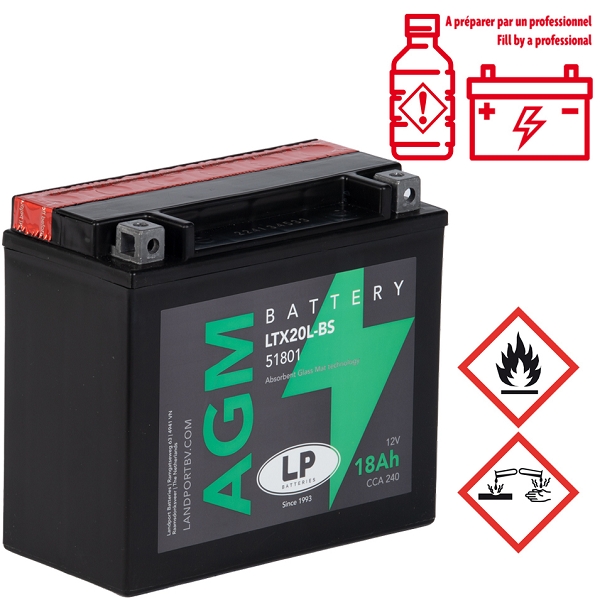 BATTERIE LANDPORT LTX20L-BS 12V SANS ENTRETIEN SLA ( YTX20L-BS )