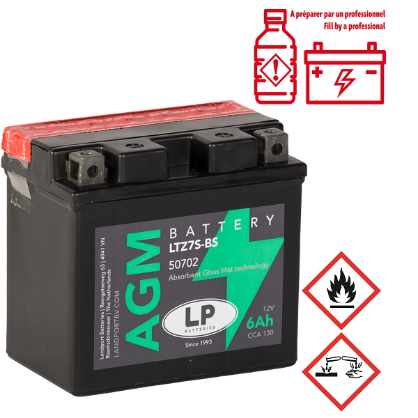 BATTERIE LANDPORT LTZ7S-BS 12V SANS ENTRETIEN SLA / TECHNOLOGIE AGM  ( YTZ7S-BS ) avec PACK ACIDE