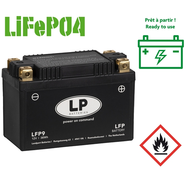 BATTERIE LANDPORT LITHIUM ML LFP9 (YTX9-BS. SLA12-8/ YTR9-BS/ YTX9A-BS/ YT7B-BS/ YT7B-4/ YT9B-BS/ YT9B-4)