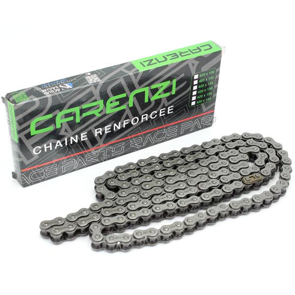 CHAINE MOTO / MECABOITE RENFORCEE CARENZI 420 138 MAILLONS