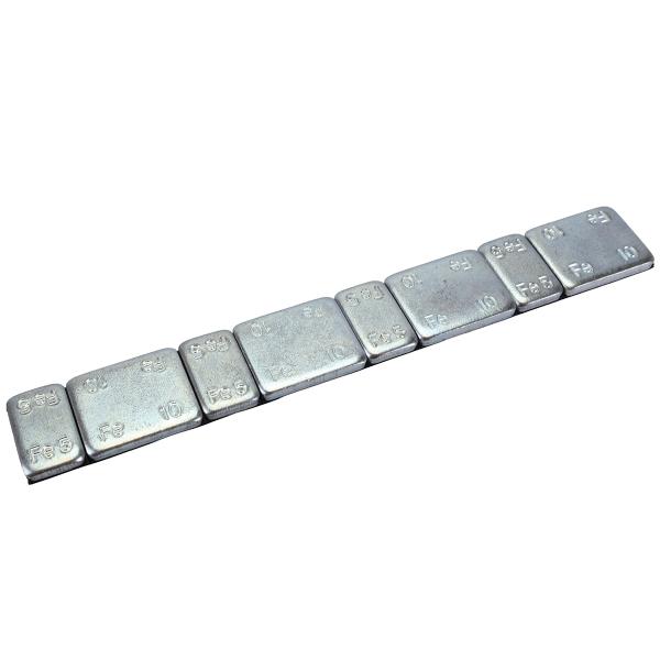 BOITE DE 100 BARETTES DE MASSE D'EQUILIBRAGE DE ROUES MOTO / SCOOTER ADHESIFS BARETTE 4 X 5g + 4 X 10g EPAISSEUR 4mm  METAL