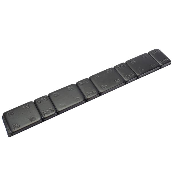 BOITE DE 100 BARETTES  DE MASSE D'EQUILIBRAGE DE ROUES MOTO / SCOOTER ADHESIFS BARETTE 4 X 5g + 4 X 10g EPAISSEUR 4mm NOIRE