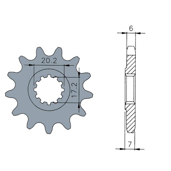 PIGNON SORTIE BOITE MOTO ADAPT. AM6 / MBK / YAMAHA / PEUGEOT XP6 /   RIEJU / BETA / RIEJU / SHERCO ( 14 DENTS 420  )