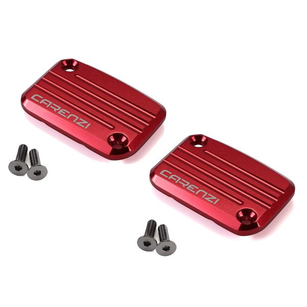 COUVERCLE RESERVOIR MAITRE CYLINDRE FREIN CNC CARENZI ADAPT. YAMAHA AEROX / MBK NITRO ROUGE  (LA PAIRE)