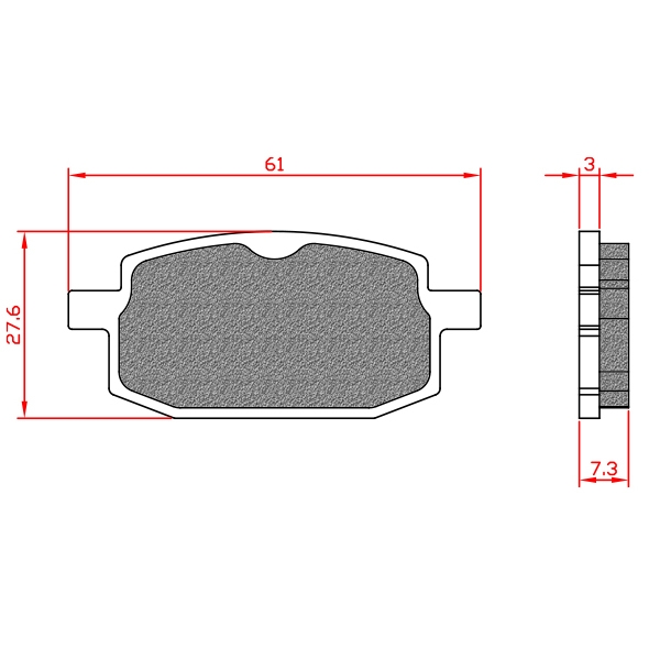 PLAQUETTE DE FREIN SCOOT BRENTA ADAPT. PEUGEOT V-CLIC / MBK BOOSTER 100 / GY6 50cc / X-POWER 50  / YAMAHA DTR 50 / TZR 50 (HOMOLOGUEE ECE R90) BR3076