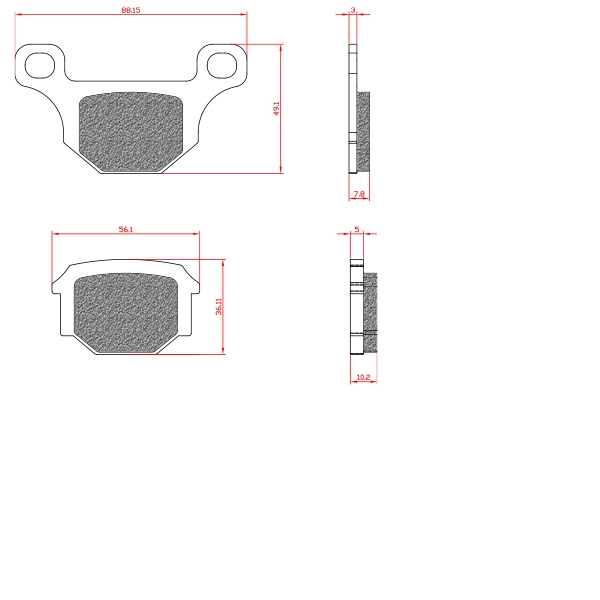 PLAQUETTE DE FREIN MOTO BRENTA ADAPT. RIEJU MRT 50 PRO / GPR 125cc / RS4 / RS3 / XR7 (HOMOLOGUEE ECE R90) BR3187