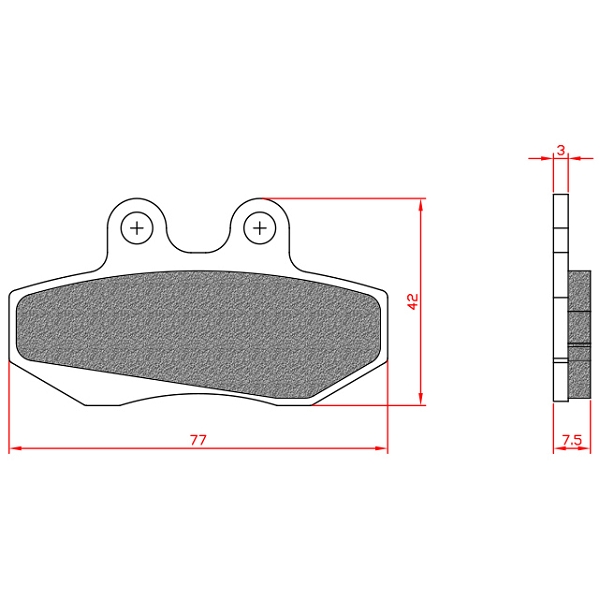 PLAQUETTE DE FREIN MOTO BRENTA ADAPT. YAMAHA CYGNUS-X / FLAME X 125 /PEUGEOT XR6 / BETA RR / SHERCO / BULTACO / RIEJU SPIKE SMX RMX GPR (98-04) (HOMOLOGUEE ECE R90) BR3055