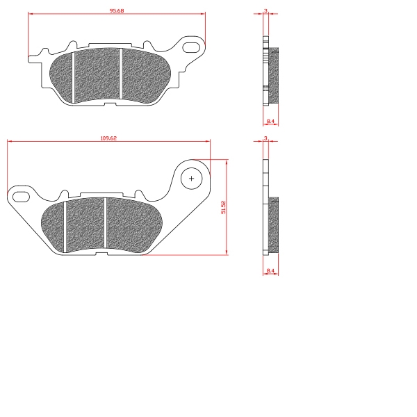 PLAQUETTE DE FREIN MAXISCOOTER BRENTA ADAPT. YAMAHA NMAX 125-155CC 2015 ARRIERE > TRICITY 125-155CC AR   / YBR 125CC 2007-2017 AVANT   HOMOLOGUEE ECE R90) BR3152
