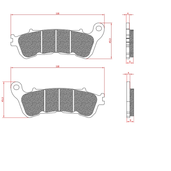PLAQUETTE DE FREIN MAXISCOOTER BRENTA ADAPT. HONDA SH 125 / 300cc  / SWING 2008-2013 / SUZUKI BURGMAN 125cc 2007-2013 (HOMOLOGUEE ECE R90) BR3081