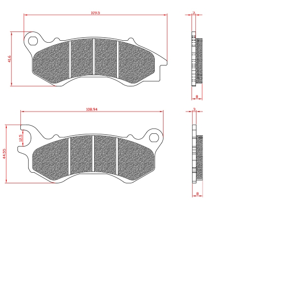 PLAQUETTE DE FREIN MAXISCOOTER BRENTA ADAPT. HONDA SH 125 /150cc PCX 2009-2017 / PEUGEOT SATELIS / DJANGO 2014-2017 / PIAGGIO LIBERTY / MEDLEY/ AVANT TNT MOTOR XCO 125CC (HOMOLOGUEE ECE R90) BR3130