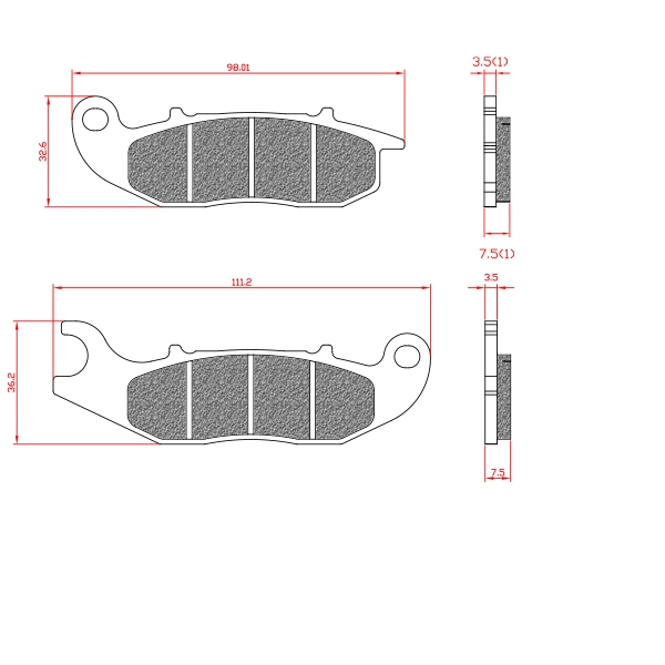 PLAQUETTE DE FREIN MAXISCOOTER BRENTA ADAPT. PIAGGIO 50-125 LIBERTY IGET. MEDLEY 2015> / 125 SR GT COMPACT 2021> APRILIA (OEM  : 1C000760) / DERBI MULHACEN 125 2008-2011 / HONDA PCX 125 2018-2020  (HO