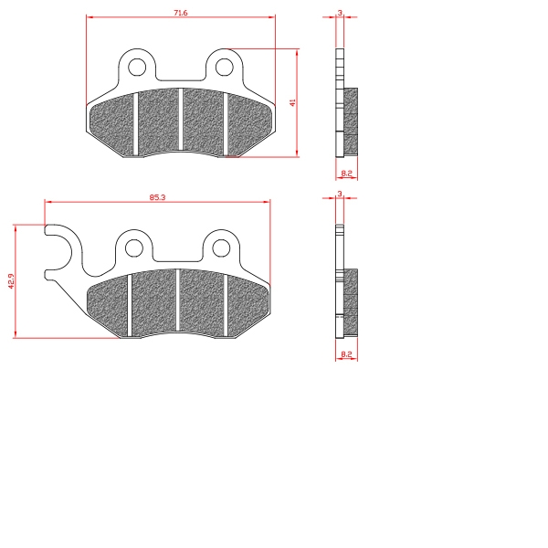 PLAQUETTE DE FREIN MAXISCOOTER BRENTA ADAPT. SYM FIDDLE / JET 4 / ORBIT / PGO / PEUGEOT TWEET 50 / 125cc (HOMOLOGUEE ECE R90) BR3099