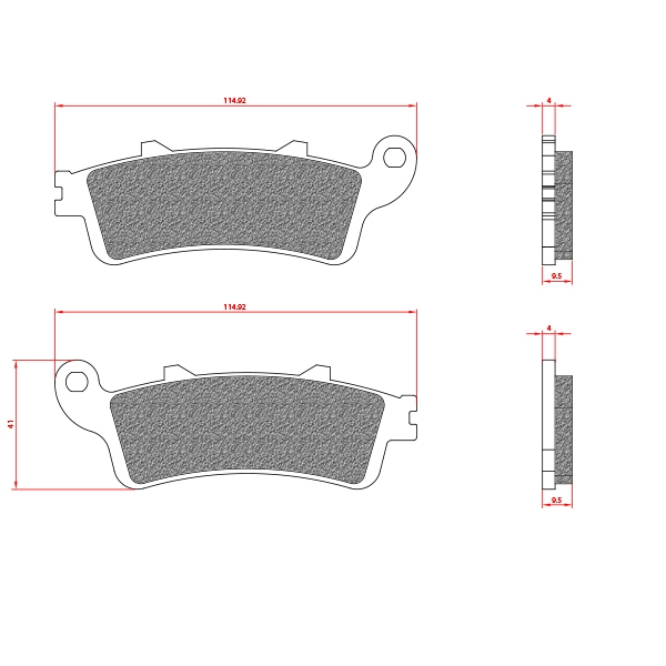 PLAQUETTE DE FREIN MAXISCOOTER BRENTA ADAPT. HONDA PANTHEON 125-150CC 1998-2006 AVANT (HOMOLOGUEE ECE R90) BR3023