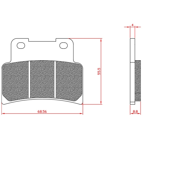 PLAQUETTE DE FREIN MAXISCOOTER / MOTO BRENTA ADAPT. YAMAHA YZF /MT 125CC 2014-2021 / KYMCO XCITING - SYM 400CC / APRILIA RS 125CC 2006-2012 (HOMOLOGUEE ECE R90) BR3098