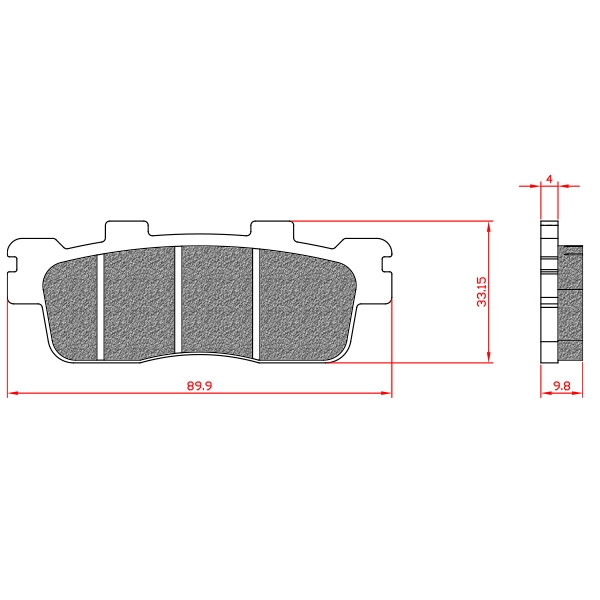 PLAQUETTE DE FREIN MAXISCOOTER BRENTA ADAPT. KYMCO DINK DOWNTOWN PEOPLE 125-300CC / KAWASAKI J 125-300CC ARRIERE (HOMOLOGUEE ECE R90) BR3103
