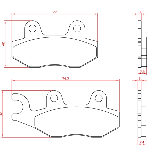 PLAQUETTE DE FREIN MAXISCOOTER BRENTA ADAPT. PEUGEOT  50-125-300-400-500CC DJANGO / METROPOLIS 400 2017-2020 AR / GEOPOLIS /  VIVACITY / SATELIS AVANT / ARRIERE / APRILIA 50 SX  (HOMOLOGUEE ECE R90) B