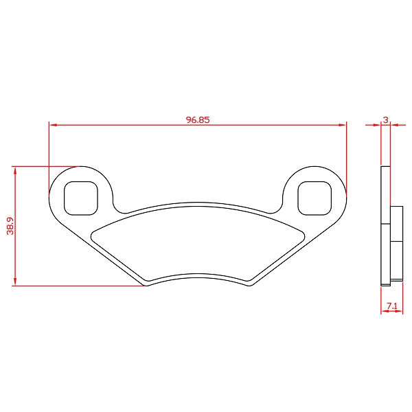 PLAQUETTE DE FREIN QUAD BRENTA ADAPT. POLARIS SPORTSMAN 500 HO / 570 RANGER RZR EFI / SPORTSMAN 800 / RANGER 800 RZR EFI (HOMOLOGUEE ECE R90) BR4158