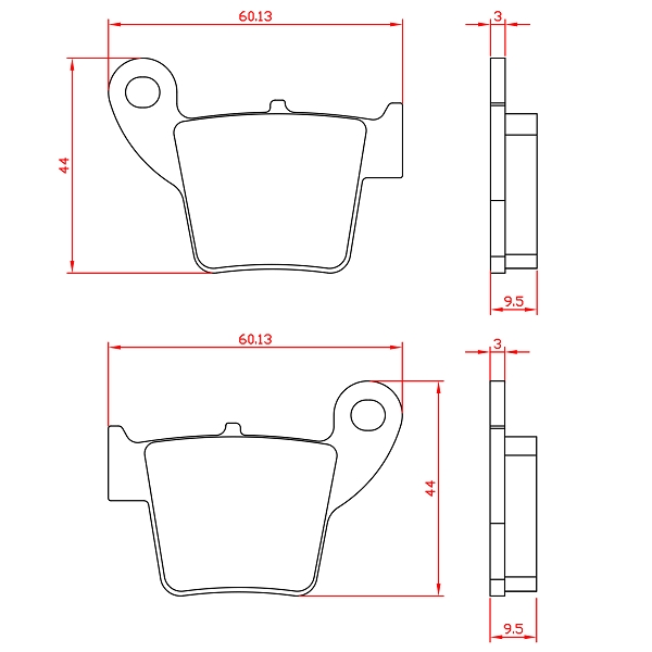 PLAQUETTE DE FREIN MOTO BRENTA  ADAPT. FANTIC 50-125-250CC CABALLERO - COMPETITON - PERFORMANCE / VALENTI RACING 50-125CC  / VENT 50CC  ARRIERE (HOMOLOGUEE ECE R90) BR3046