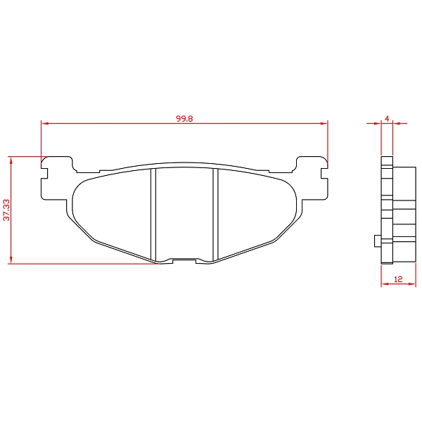 PLAQUETTE DE FREIN MAXISCOOTER BRENTA ADAPT. YAMAHA  TMAX 500CC 2004-2011 AR. 400 MAJESTY 2004> / MBK 400 SKYLINER 2004>  ARRIERE (HOMOLOGUEE ECE R90) BR3078