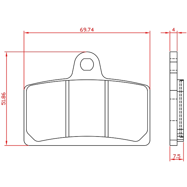 PLAQUETTE DE FREIN MOTO BRENTA ADAPT. APRILIA 50 RS4 2011-2015 AV / DERBI 125 GPR RACING 2004-2006 AV / PEUGEOT 50 XR7 2008> AV / RIEJU 125 TANGO 2006-2007 (HOMOLOGUEE ECE R90) BR3142
