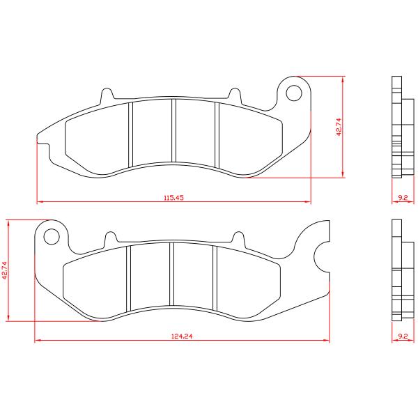PLAQUETTE DE FREIN AVANT SCOOTER BRENTA ADAPT TNT MOTOR  OTTO 125CC / LONGJIA EASYMAX 125CC E4 / KEEWAY 125CC / SUPERSOCCO / TNT MOTOR GOOD VIBES 125CC BR3262