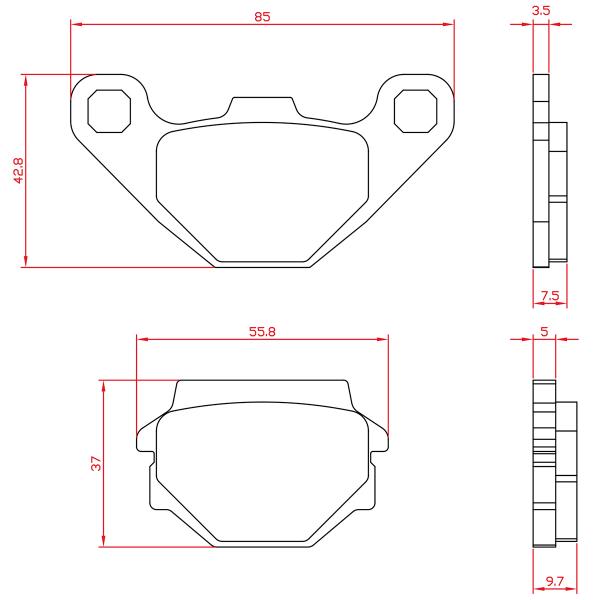 PLAQUETTE DE FREIN MAXISCOOTER BRENTA  ADAPT. PEUGEOT DJANGO 2014-2025  AR (HOMOLOGUEE ECE R90) BR3095